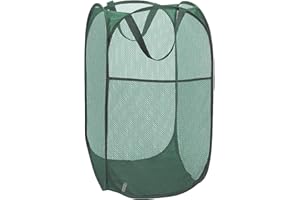 Aplter Pop Up Laundry Basket, Collapsible Mesh Laundry Hamper, Vertical Popup Hamper for Laundry, Clothes, Plush Toys, Green