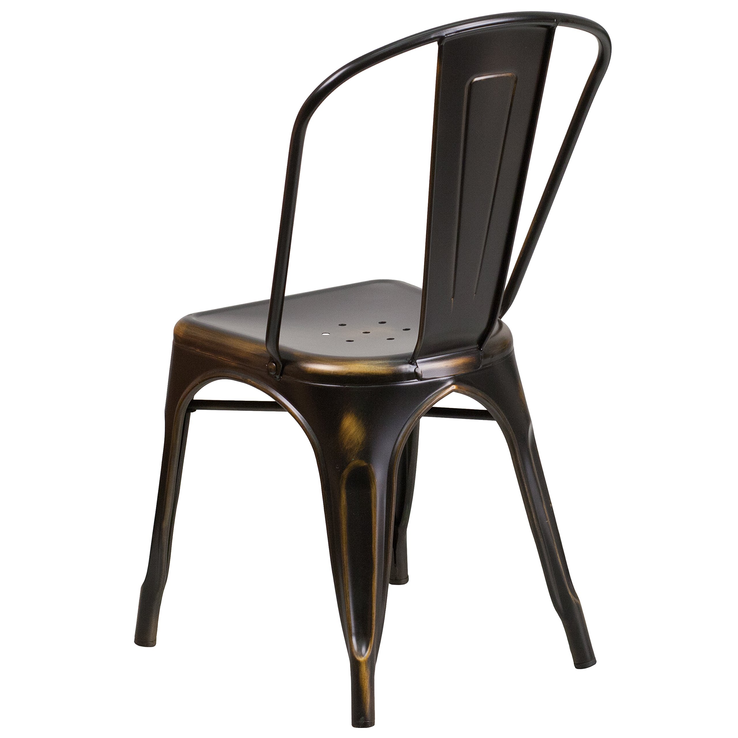 Flash Furniture Distressed Copper Metal Indoor-Outdoor Stackable Chair