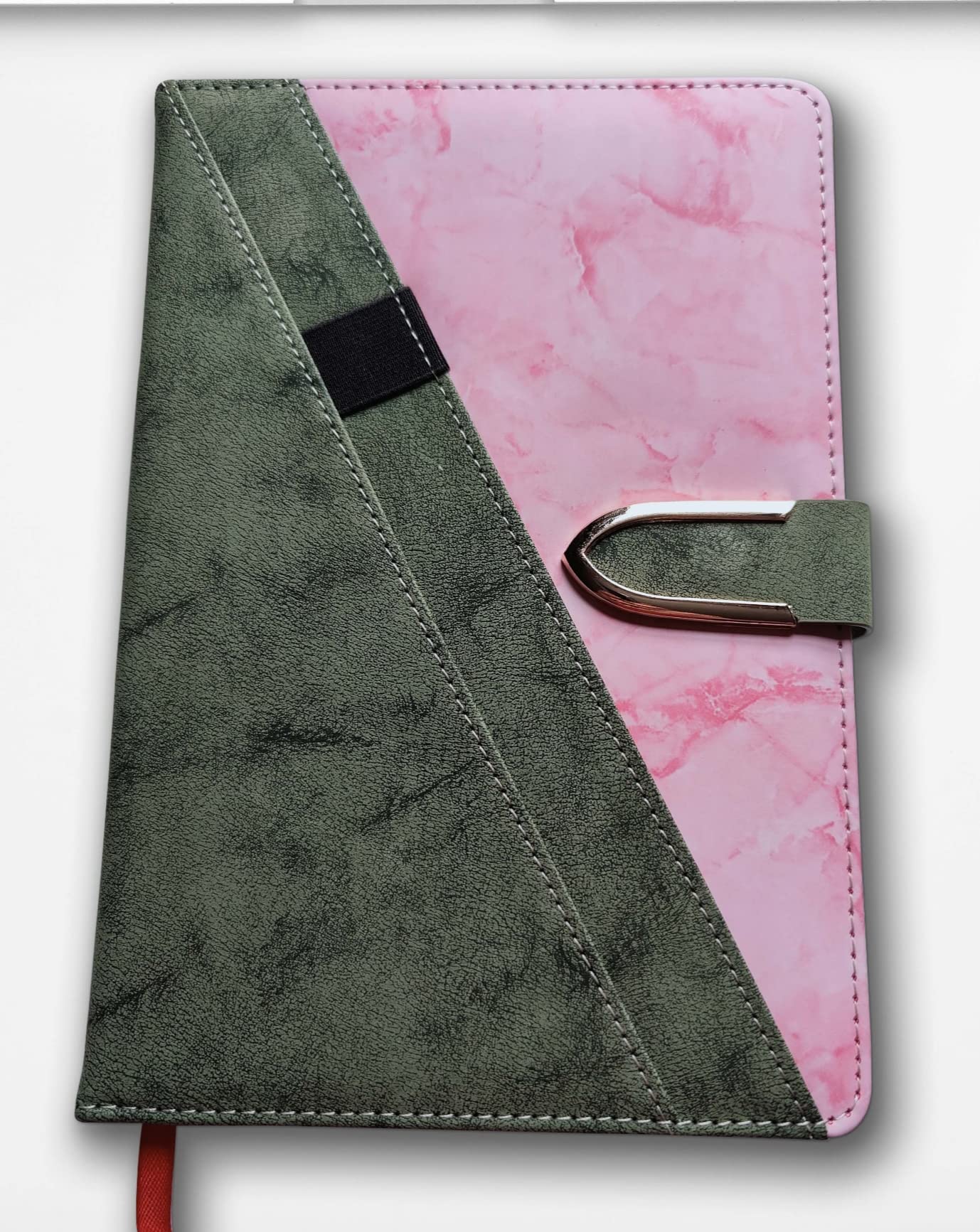 Generic A5+Vegan Leather Notebook with A Luxurious Touch, Hardcover with Magnetic Closure, Cream Lined Pages (80 Sheets / 160 Pages) with Flashy Bookmark and Pen Holder Slot ! (Pen Not Included !!!)