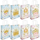 Generic 16 Pcs Princess Prince Party Favor Bags with Handles - Pink, White - 8.3 x 5.9 x 3.1 inches - Birthday, Wedding, Bridal Shower - Princess Theme