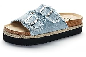 PepStep Slide Sandals for Women with Soft Cork Footbed and Strap, Ladies Fashion Platform Slide Sandals Comfortable Slip On Style