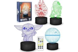 DREAMY CUBBY 3D Illusion Star Wars Night Light,4 Pattern with Timing Function Star Wars Toys LED Night Lamp for Room Decor,Great Birthday Christmas Gifts for Star Wars Fans Boys Girls Men