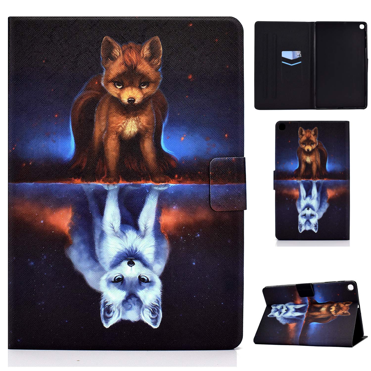 Aswant Case for Samsung Tab A 2019 10.1 Inch PU Leather Flip Cover Wallet Card Slots Tablet Case with Stand Function for Samsung Galaxy Tab A 10.1" 2019 SM-T510/SM-T515 - Fox