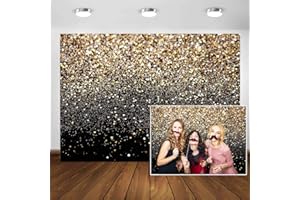 CYLYH 7X5ft 2025 New Year Backdrop Black and Gold Backdrop Golden Spots Backdrop Vintage Astract Glitter Background Wedding Adult Baby Children Holiday Party Decor New Year Party Backdrop