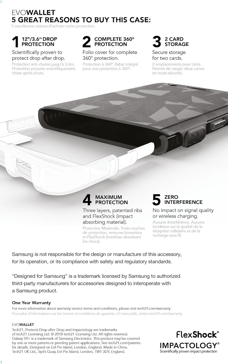 tech21 T21-5842 Evo Wallet Protective Case for Samgsung Galaxy S9+ Black - Image 5
