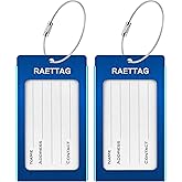 WeBravery Luggage Tags Metal Suitcase Tags Travel Bag ID Identifier Luggage Tag (2Pack - Blue)
