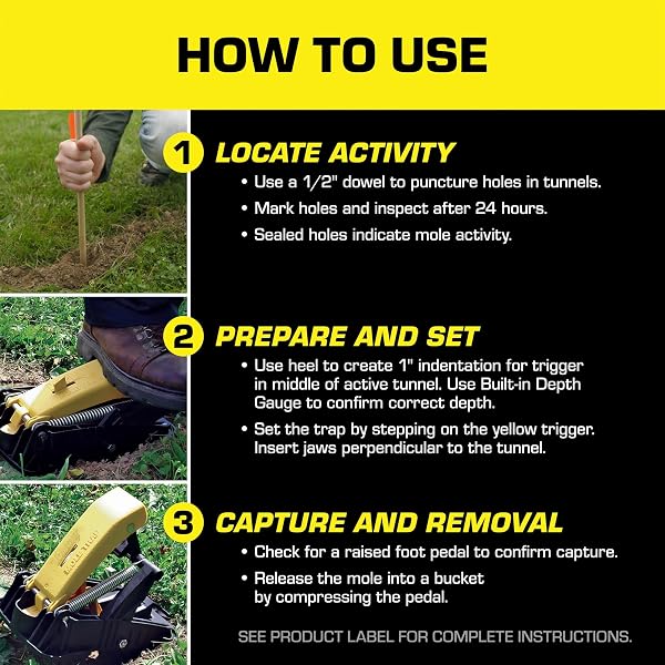 TOMCAT MOLE TRAP, INNOVATIVE AND EFFECTIVE MOLE REMOVER TRAP KILLS WITHOUT DRAWING BLOOD, REUSABLE AND HANDS-FREE, 1 TRAP