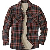Beotyshow Mens Sherpa Fleece Lined Flannel Shirt Jacket Long Sleeve Button Down Plaid Winter Jacket