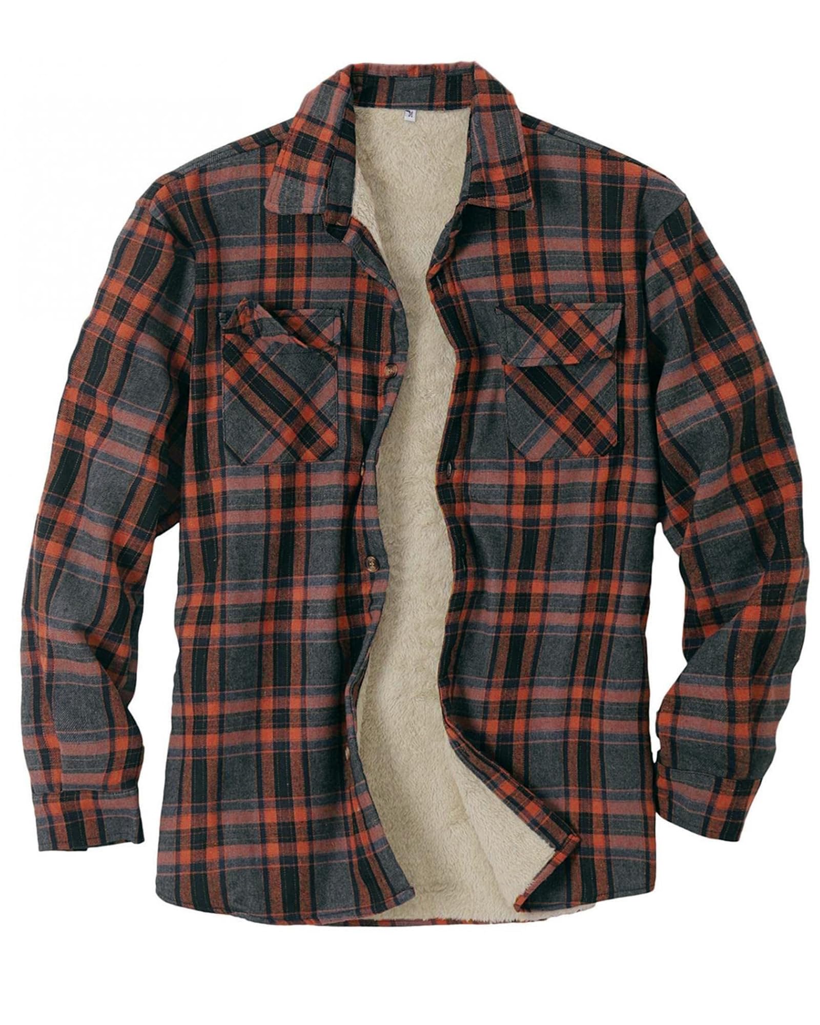 Photo 1 of Beotyshow Mens Sherpa Fleece Lined Flannel Shirt Jacket Long Sleeve Button Down Plaid Winter Jacket