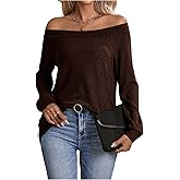 WDIRARA Women's Off The Shoulder T-Shirts Long Sleeve Tee Going Out Tops