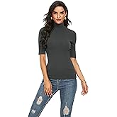 APRLL Short Sleeve Mock Turtleneck for Women Dressy Casual Business Half Sleeve Tops Summer Cute Tee Shirts Blouses