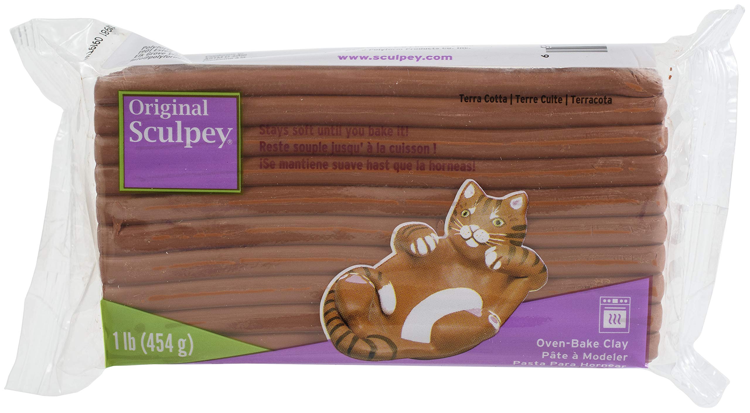 Photo 1 of Original Sculpey® Terra Cotta, Non Toxic, Polymer clay, Oven Bake Clay, 1 pound great for modeling, sculpting, holiday, DIY and school projects. skill levels.