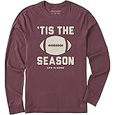 Life is Good Mens Crusher Tee Shirt, Long Sleeve Cotton Graphic T-Shirts, Tis The Football Season
