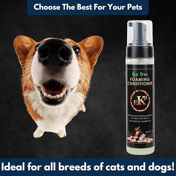E3 TEA TREE FOAMING CONDITIONER (K9) – 8.5OZ – DEEP CLEANSING & SOOTHING FORMULA FOR PETS, WITH NANO VITAMINS A, C, E, & F | TRUSTED BY PROFESSIONALS | WITH THE GOODNESS OF TEA TREE