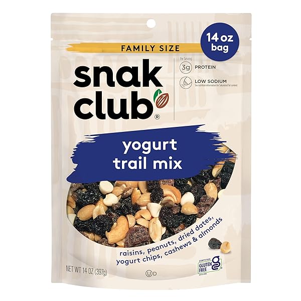 SNAK CLUB YOGURT TRAIL MIX WITH RAISINS, PEANUTS,...