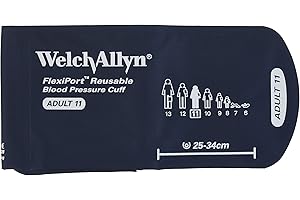 Welch Allyn REUSE-11-2MQ FlexiPort Reusable Blood Pressure Cuffs with Two-Tube Locking-Type Connectors, Adult, Size 11
