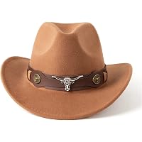 IFSUN Unisex Western Cowboy Hat Fur Felt Cowgirl Hats Wide  display picture 1