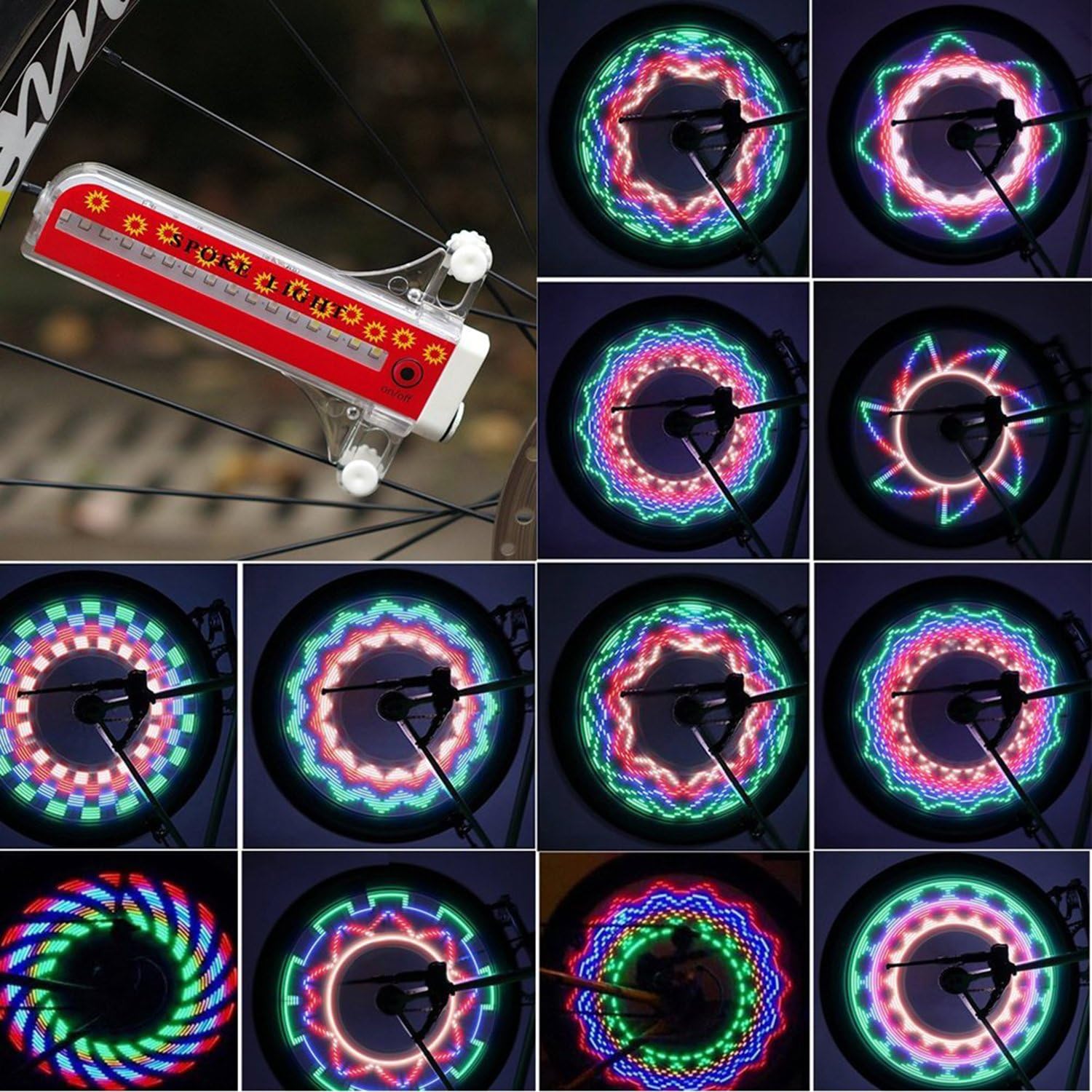 Bicycle Waterproof Wheel Light 30/32/42 Different Patterns-Bike Rim Lights Bicycle Wheel Spoke Decorations Light With Auto & Manual Dual Switch Ultra Bright 14/32 LEDS Bicycle Tire Accessories for MTB