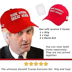 ALLAURA Blonde Donald Wig + Red MAGA Cap + Ear