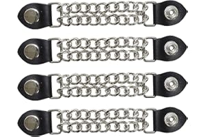 Mirthcos Motorcycle Vest Extenders for Men & Women - 4 PCS Leather Vest Extensions for Biker - Durable Double Chrome Chains