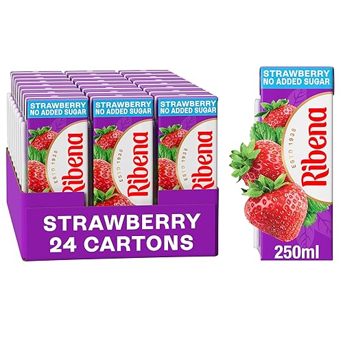 Ribena Strawberry Juice Drink Cartons - Multipack 24x250ml; No Added Sugar Real Fruit; Rich In Vitamin C; No Artificial Colours or flavours ; Perfect For On The Go