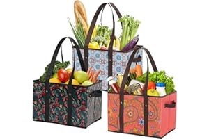 Reusable Grocery Bags Set Durable Heavy Duty Tote Bag Collapsible Grocery Shopping Box Bag with Reinforced Bottom