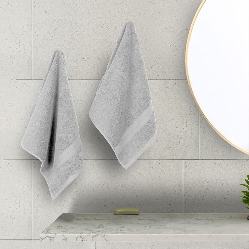 Set Asciugamani Bagno Spugna 100% Cotone Asciugamani Viso 50x100 cm, Grigio, Confezione 2 Pezzi — foto 8 di 8