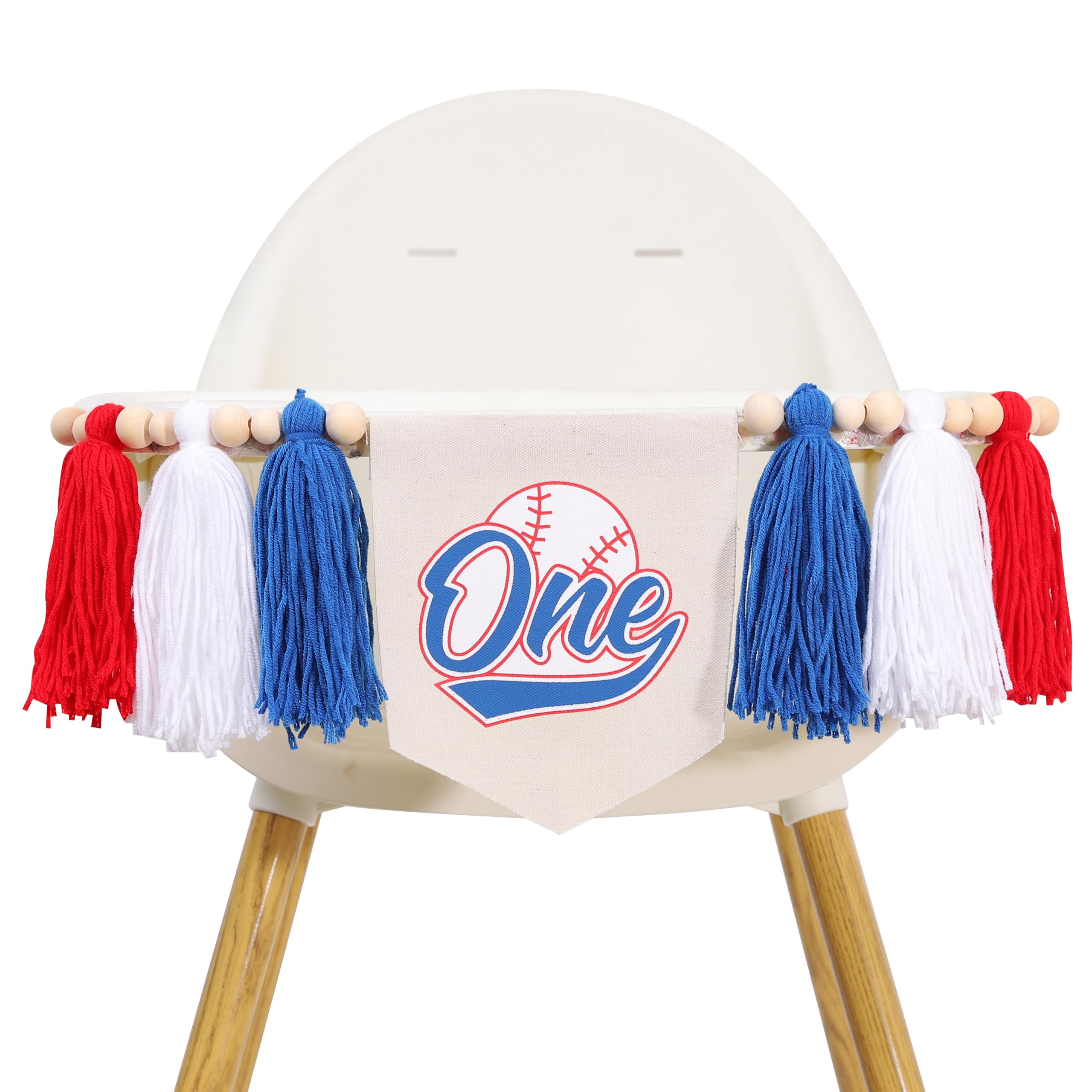 Photo 1 of Baseball One High Chair Banner - Blue,White,Red 1st Birthday Decorations,Rookie of The Year High Chair Banner,Baseball First Birthday Photo Props
