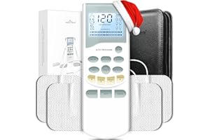 Easy@Home TENS Unit Pulse Muscle Stimulator Massager - More Pulse Intensity Range, Rechargeable Battery and Backlit LCD Displ