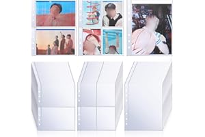 CHENGU 30 Pcs Binder Pockets Clear 4/2/1 Pockets A5 Binder Card Sleeves Pouch Photo Album Page Document Folder Trading Card for 6 Ring Insert Sleeves Refill Sheet