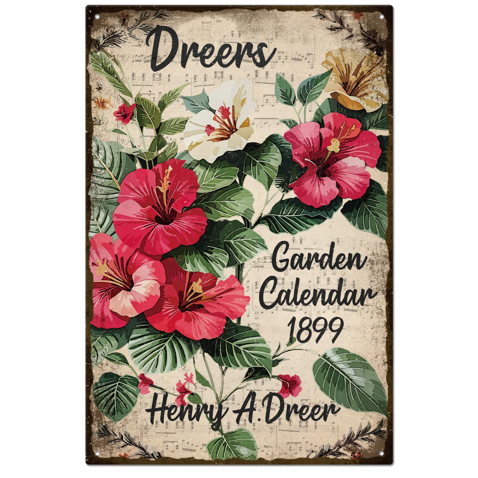 GLOBLELAND Vintage Metal Tin Sign Funny Retro Garden Calendar Metal Wall Decor Decorative Tin Sign Art Plaque Poster 8×12inch/20x30cm for Home Kitchen Bar Club Decoration