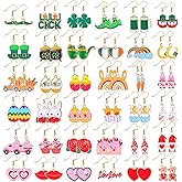 Nosiny 36 Pairs Holiday Earrings Variety Pack St. Patrick's Day Easter Gifts for Women Teacher Party Favors