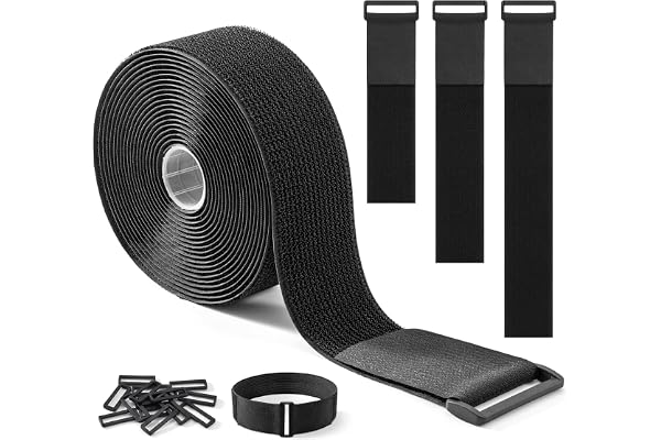 Trilancer 5CM x 5M Heavy Duty Hook and Loop Straps with 15 Buckles – Adjustable, Cut-to-Length, Reusable Cinch Straps for Sec