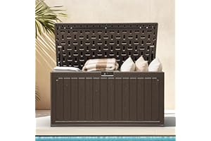 DWVO 90 Gallon Resin Outdoor Storage Box, XXL Double-Wall Waterproof Deck Box, Doubles as Table or Seating with 450 lbs Capac