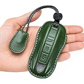 LCXWZNDY for Porsche Key Fob Cover Genuine Leather with Keychain,Leather Key Case Protector Compatible with Porsche Panamera,911,Cayenne,Macan