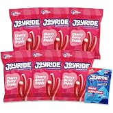 JOYRIDE Cherry Berry Ropes - Low Sugar Healthy Candy, 6-Pack Bundle | Includes six 3.5 oz bags with bonus 2.5 oz Glacier Peppermint Gum pack. Dye Free, Low Calorie Fiber Snack