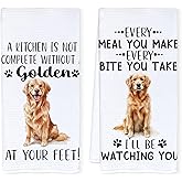 Qnhij Funny Golden Retriever Kitchen Towels, Golden Retriever Gifts for Women Men, Dog Lovers Gifts Decorative Hand Dish Tea Towels for Kitchen Dining Room, 16x24 Inch Set of 2