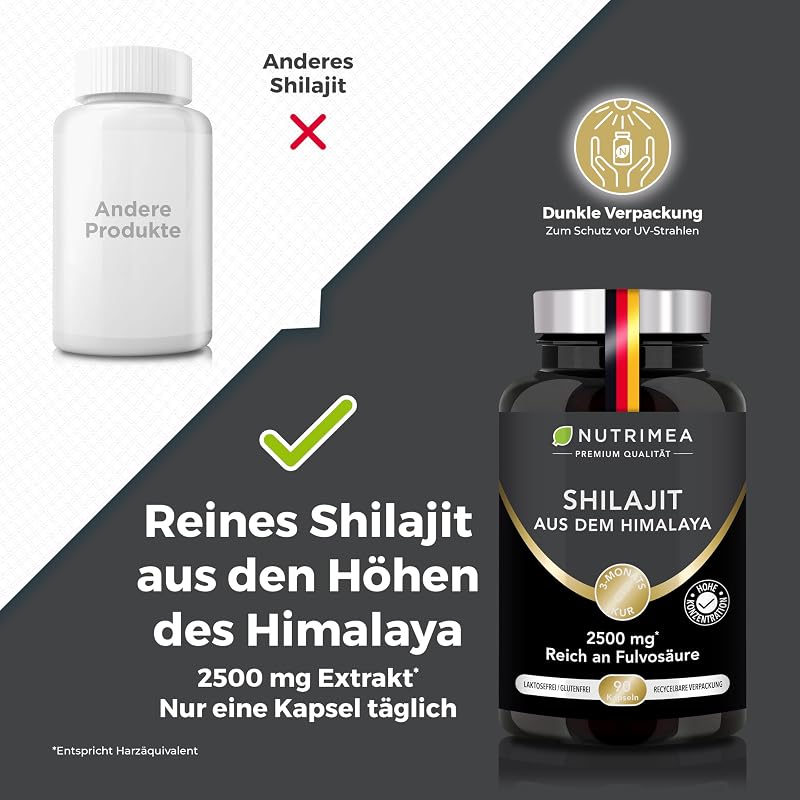 Shilajit Kapseln | Original Himalaya Hochdosiert, 2500mg | Nutrimea