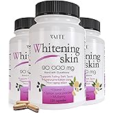 Glutathione Whitening Pills - Dark Spots & Acne Scar Remover - 90000mg - Vegan Skin Bleaching Pills with Anti-Aging & Antioxidant Effect - 120 Capsules (3 Pack)