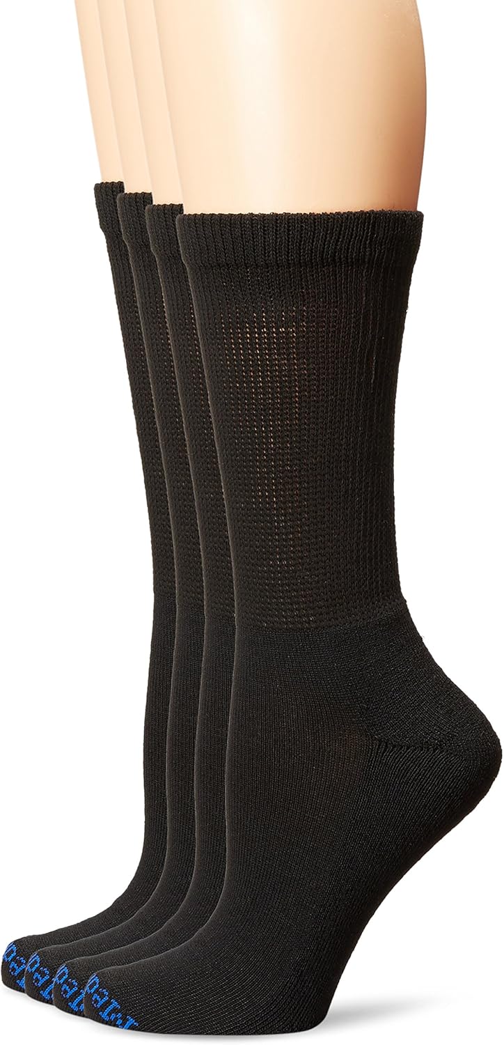 PEDS Women's Diabetic Crew Socks with NonBinding Top and Cushion Sole