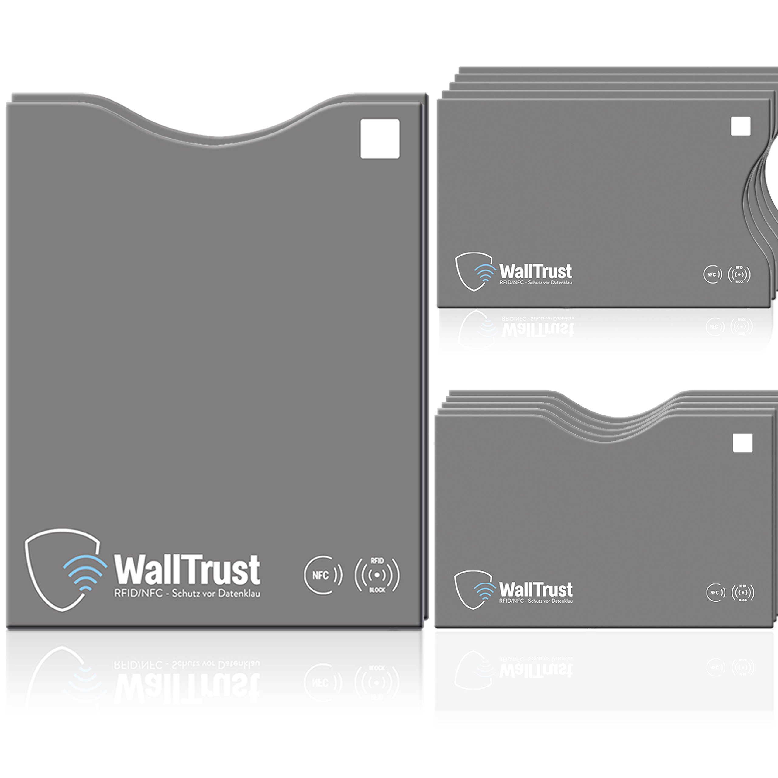 WallTrust® protectoras de tarjetas RFID NFC | Protección * Aprobado TÜV Alemán * | 12 Fundas para Tarjeta de Crédito Débito Identificación y Pasaporte