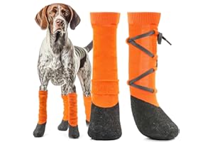 lesotc Dog Shoes for Large Medium Dogs, Dog Boots & Paw Protectors for Winter with Adjustable Straps for Walking Running Hiking Outdoor Dog Booties Dog Shoes（L