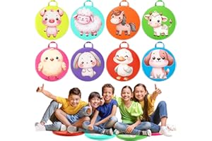 Yuntau 8 Pcs Kids Floor Cushions for Classroom Flexible Round Seating with Handle Soft Waterproof Floor Pillows with Cute Cartoon Animal Pattern for Elementary Daycare Preschool(Farm Animals)