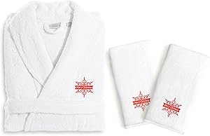 Linum Home Textiles TR00-LX-2HT-63-MERRY Hand Towels Terry Robe Set Merry Christmas