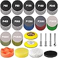 130 Pieces 3 Inch Sanding Disc, GOH DODD Headlight Restoration Kit Hook and Loop Sanding Pads 60 to 10000 Grit Wet Dry Sandpa