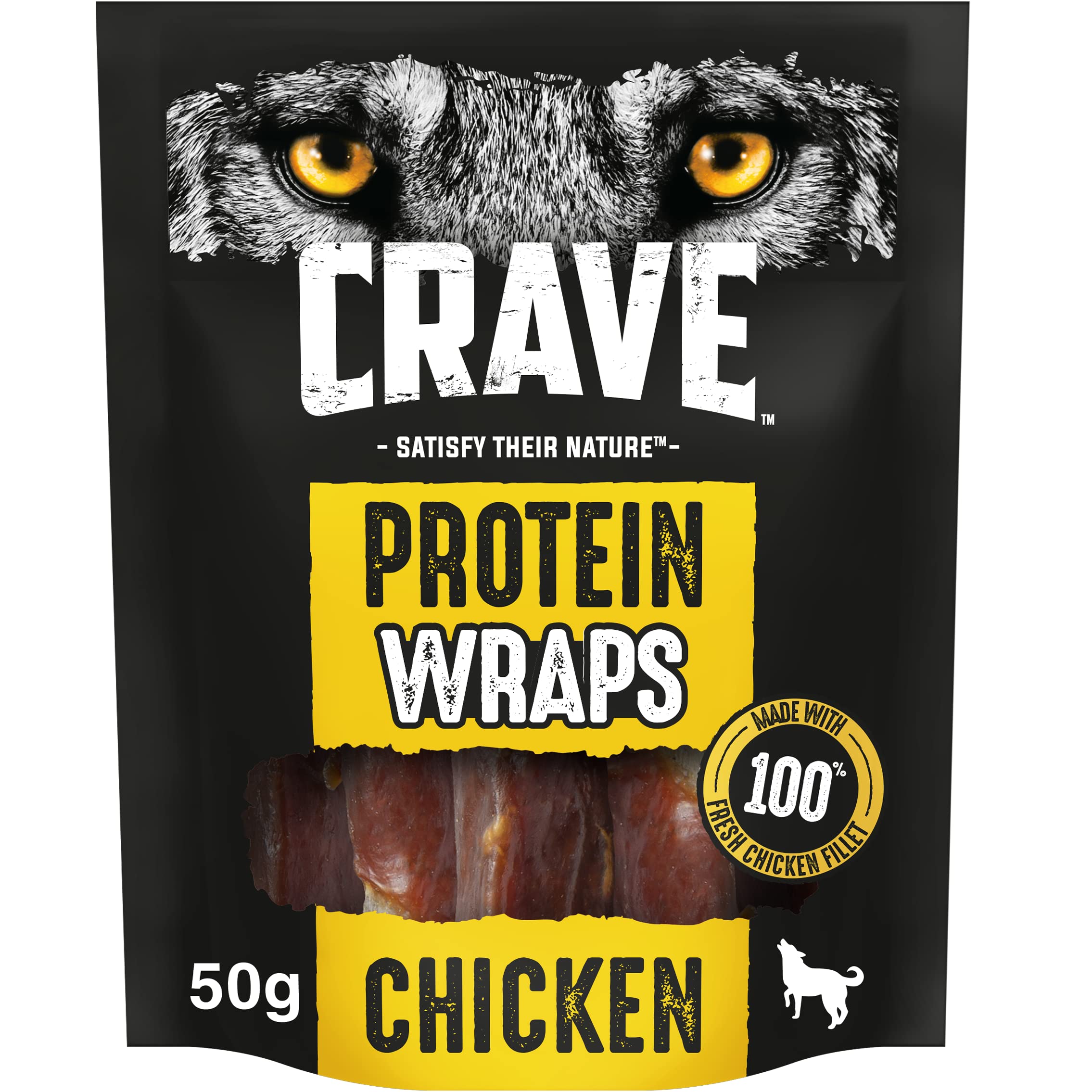 Crave Wraps - Dog Treats - for Adult Dogs - Protein Wraps with Chicken - 10 x 50 g
