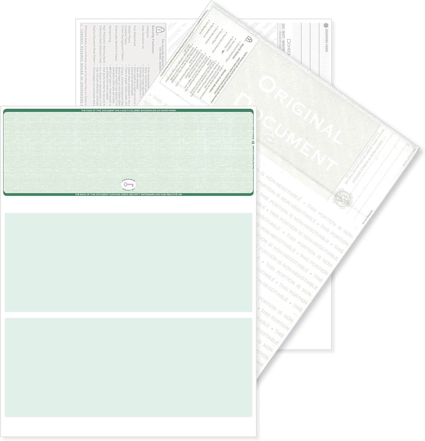Blank High Security Top Computer Checks, 250 Green Laser Checks : Office Products