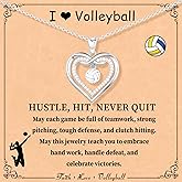 Fervia Easter Basket Stuffers - Softball/Volleyball/Baseball/Soccer/Football/Basketball/Golf/Pickleball/Tennis Infinity Heart Necklace for Girls Women Sport Jewelry Gifts for Daughter Sports Fans