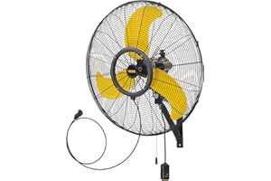 HiCFM 30 inch Misting Outdoor Oscillation Weatherproof Wall Mounted Fan with IP44 Enclosure Motor, GFCI Plug, 9300 CFM 3-Speeds High Velocity Powerful Wall Fan, UL Outdoor Approved