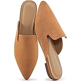 Ecetana Womens Mules Flats 2026 Pointed Toe Dressy Slip On Work Shoes for Business Comfortable Casual Slides Backless Loafers